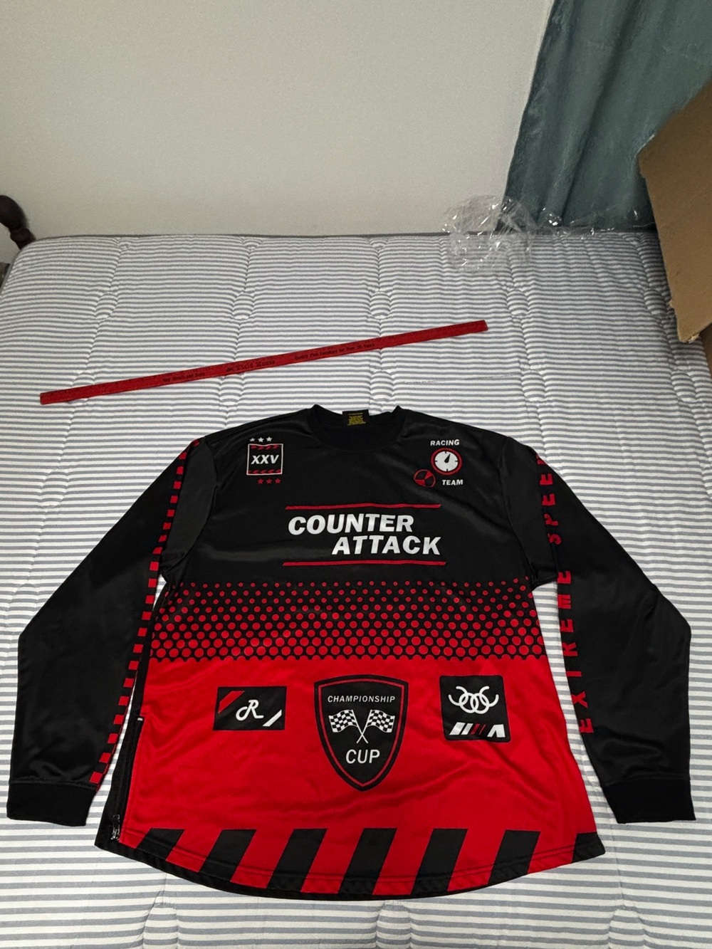 Red & Black Racing Long-Sleeve Top